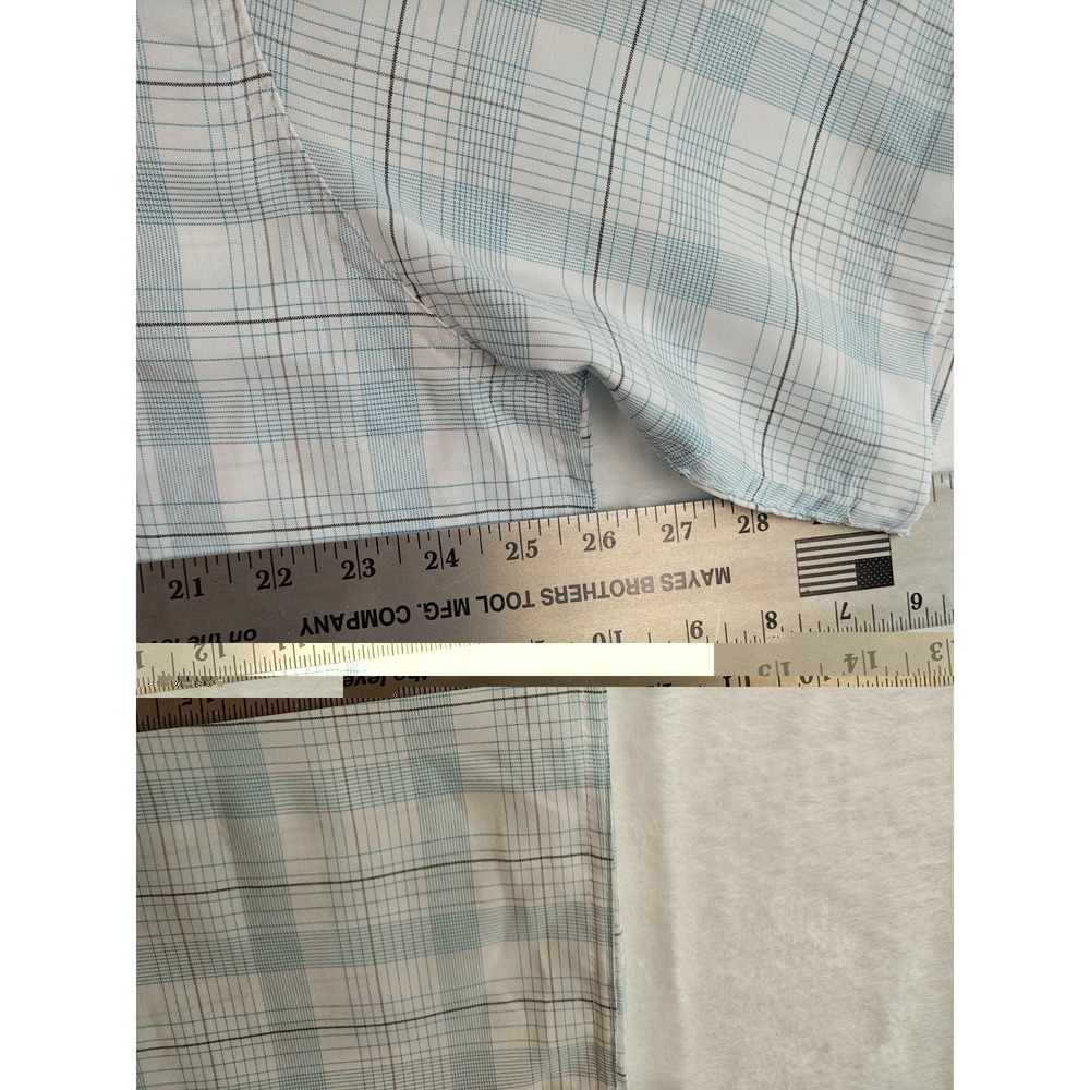 Haggar Men's XL Plaid Short Sleeve Button Up Shirt Blue White 100% Polyester - Picture 6 of 7